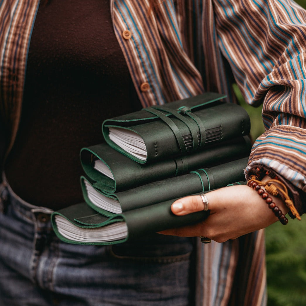 Green Leather Notebook | Evergreen Journals | Lucas Ruth Leather Goods