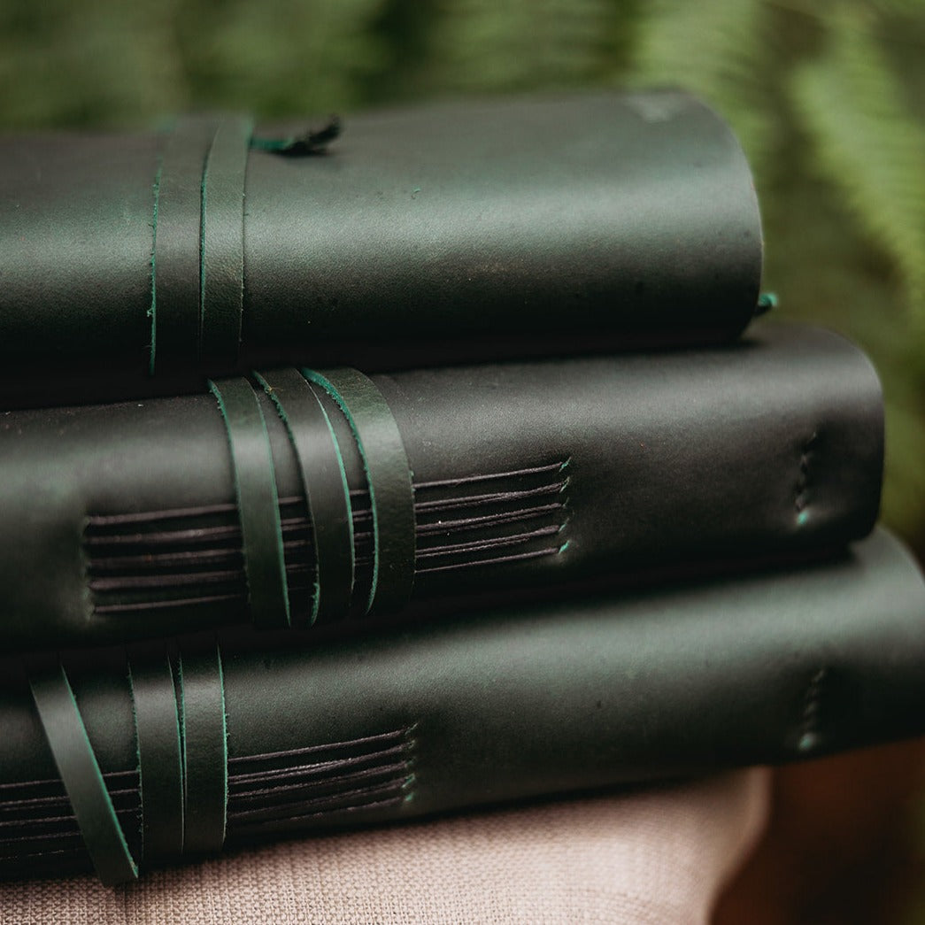 Green Leather Notebook | Evergreen Journals | Lucas Ruth Leather Goods